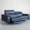 Stockholm Power Midnight Leather Sofa - Angle Recline