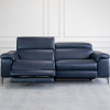 Stockholm Power Midnight Leather Sofa - Front Recline