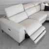 Stockholm RF L. Grey Leather Sectional - Close Up 2