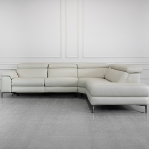 Stockholm RF L. Grey M1205 Leather Sectional - Front