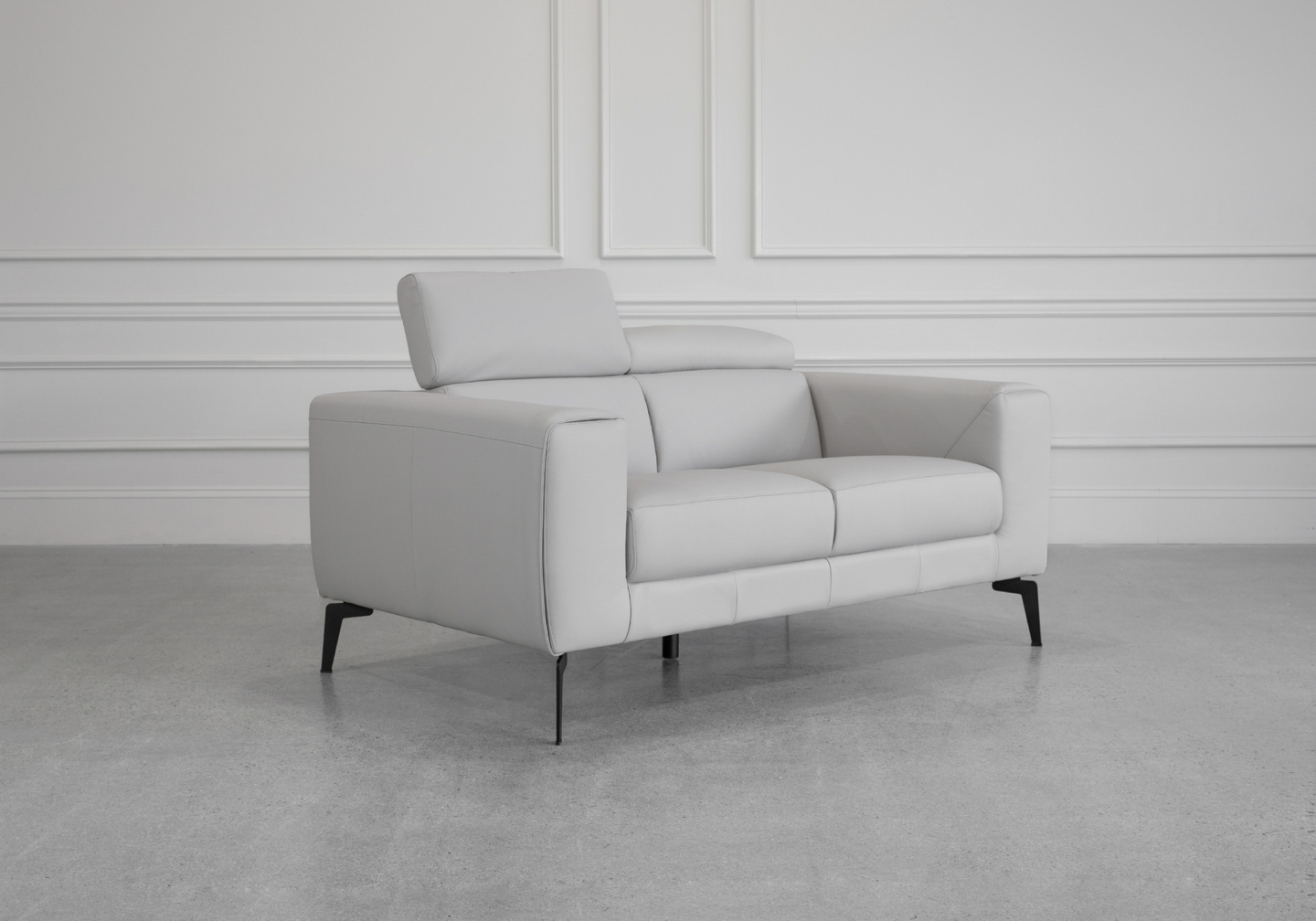 Celine L.Grey (L20) Leather Loveseat Angle