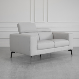 Celine L.Grey (L20) Leather Loveseat Angle Celine L.Grey (L20) Leather Loveseat Angle