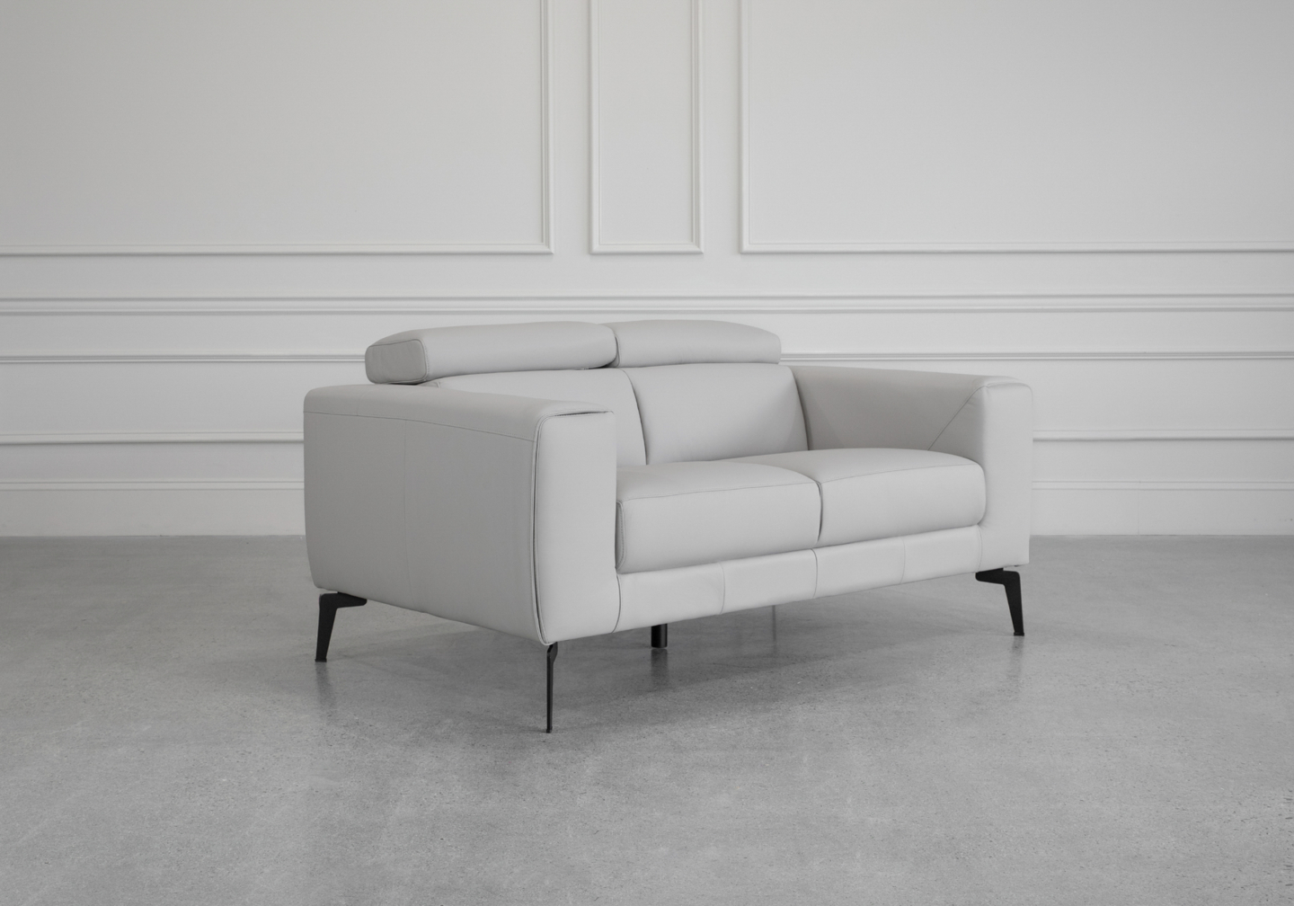 Celine L.Grey (L20) Leather Loveseat Angle 2
