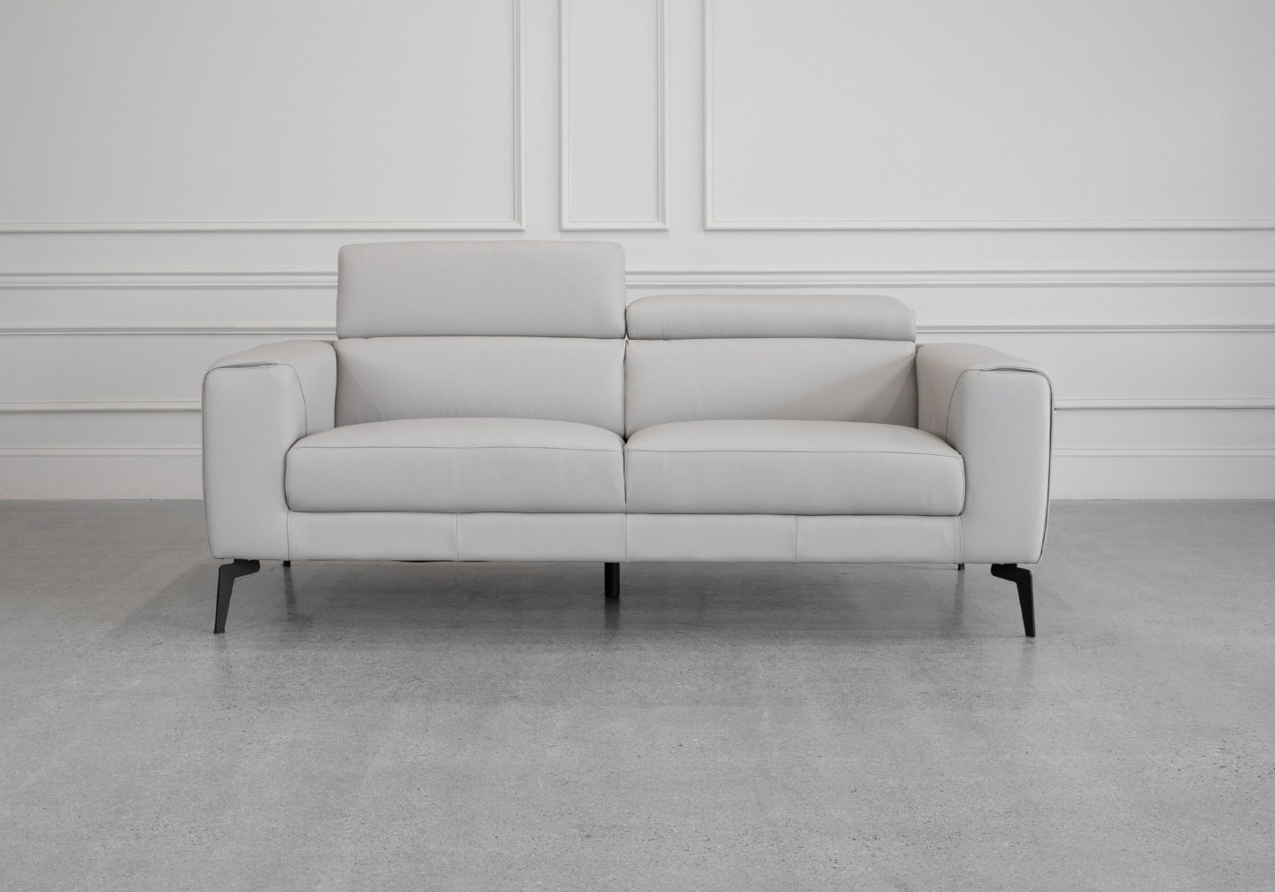Celine L.Grey (L20) Leather Sofa Front 2