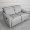 Derby Power Leather Loveseat in Light Grey