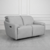 Derby Power Leather Loveseat in Light Grey - Angle