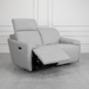 Derby Power Leather Loveseat in Light Grey - Angle - 2