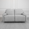 Derby Power Leather Loveseat in Light Grey - Front