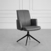 Petra Leather Armchair in Graphite - Angle