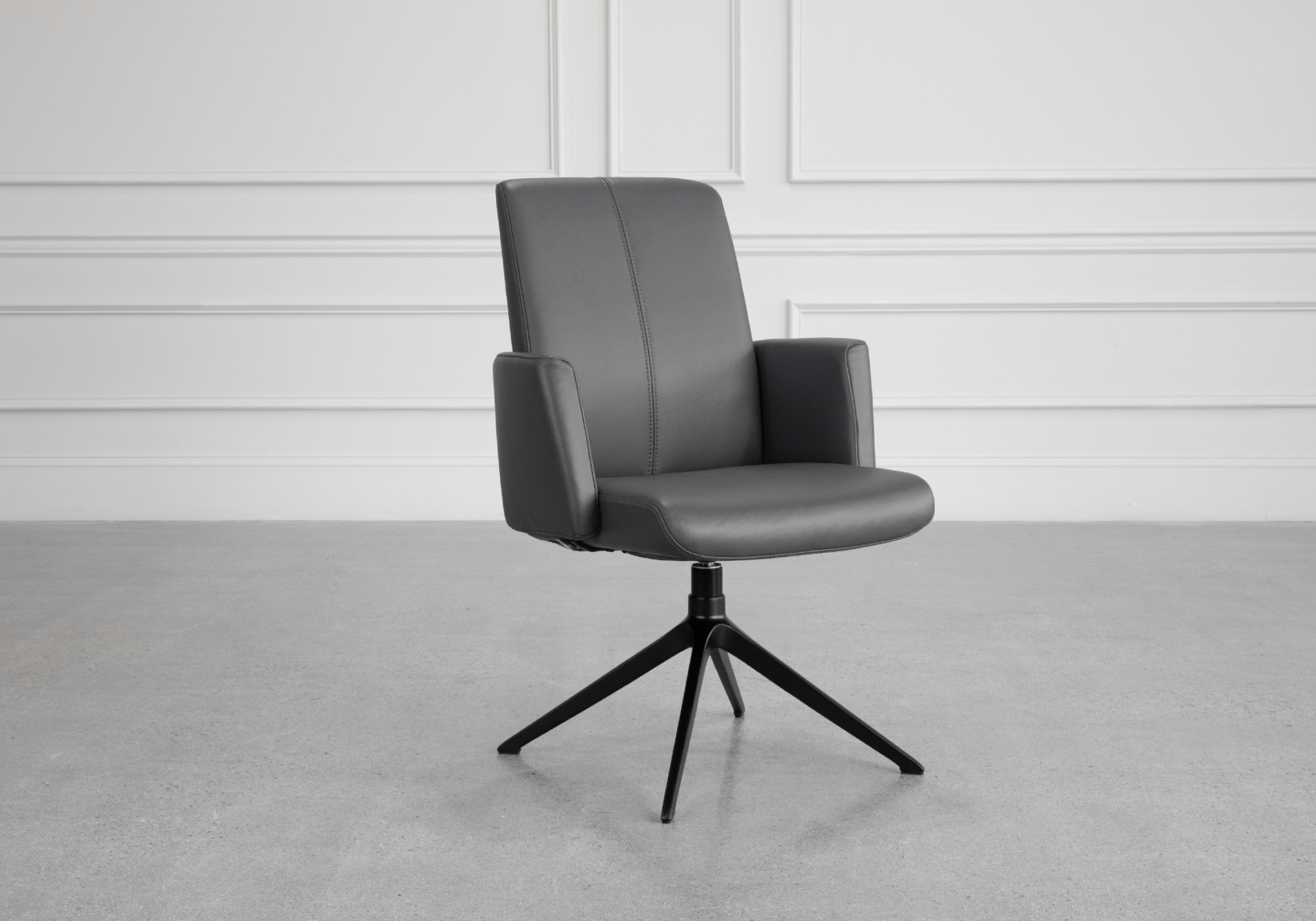 Petra Leather Armchair in Graphite - Angle
