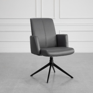 Petra Leather Armchair in Graphite - Angle Petra Leather Armchair in Graphite - Angle