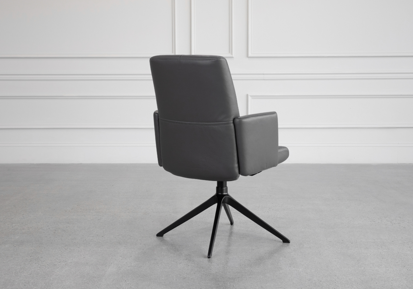 Petra Leather Armchair in Graphite - Back