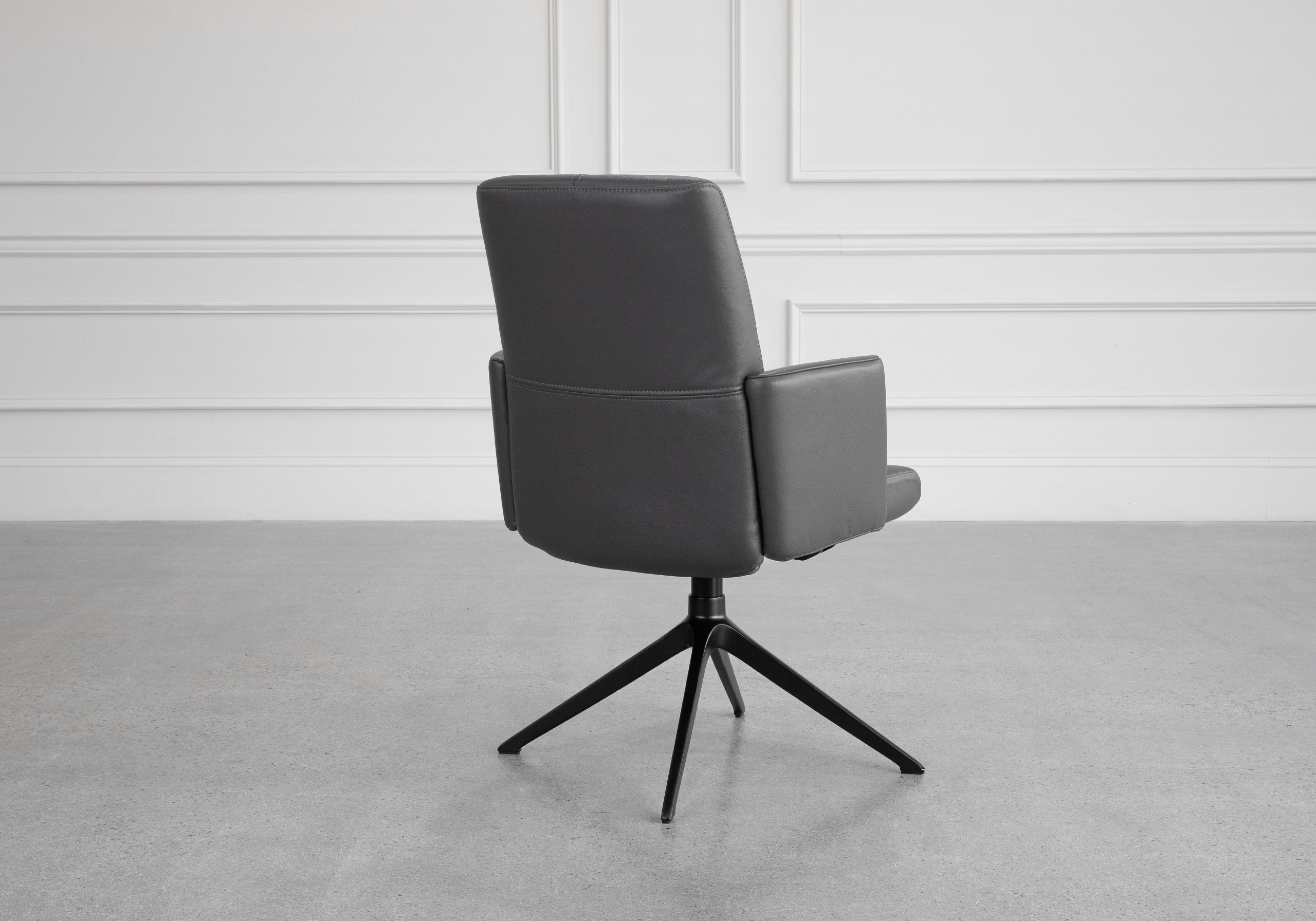 Petra Leather Armchair in Graphite - Back Petra Leather Armchair in Graphite - Back