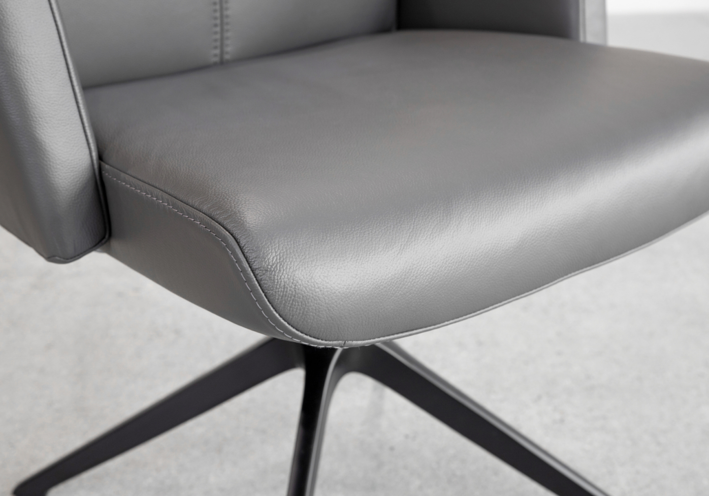 Petra Leather Armchair in Graphite - Close Up
