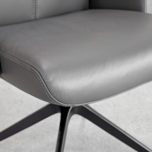 Petra Leather Armchair in Graphite - Close Up Petra Leather Armchair in Graphite - Close Up