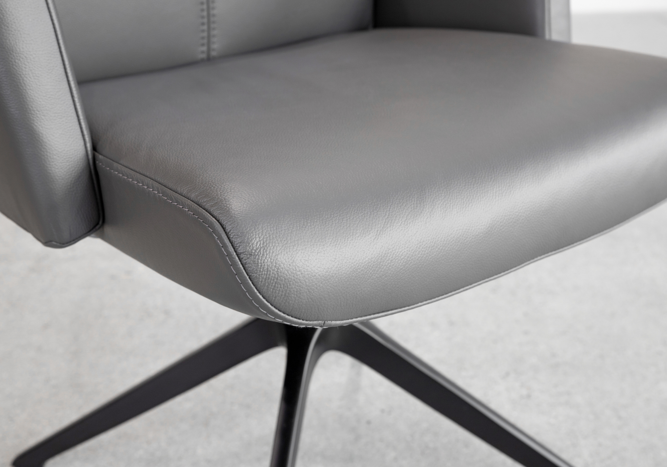 Petra Leather Armchair in Graphite - Close Up Petra Leather Armchair in Graphite - Close Up