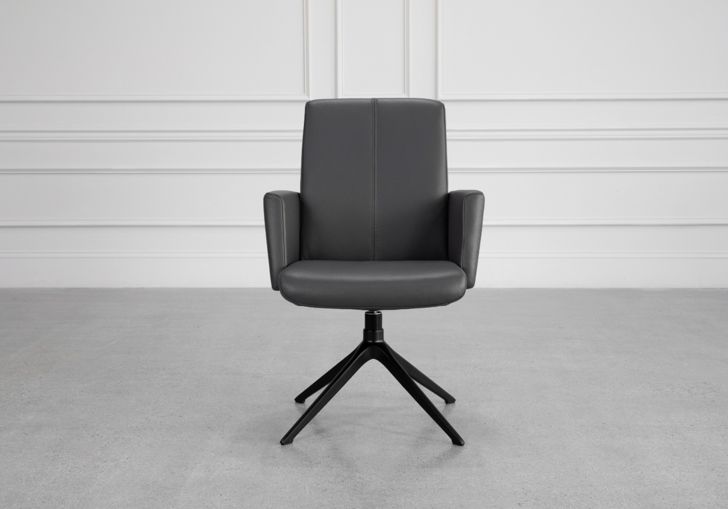 Petra Leather Armchair in Graphite - Front