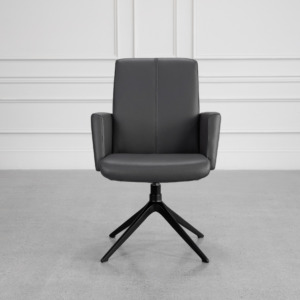 Petra Leather Armchair in Graphite - Front Petra Leather Armchair in Graphite - Front