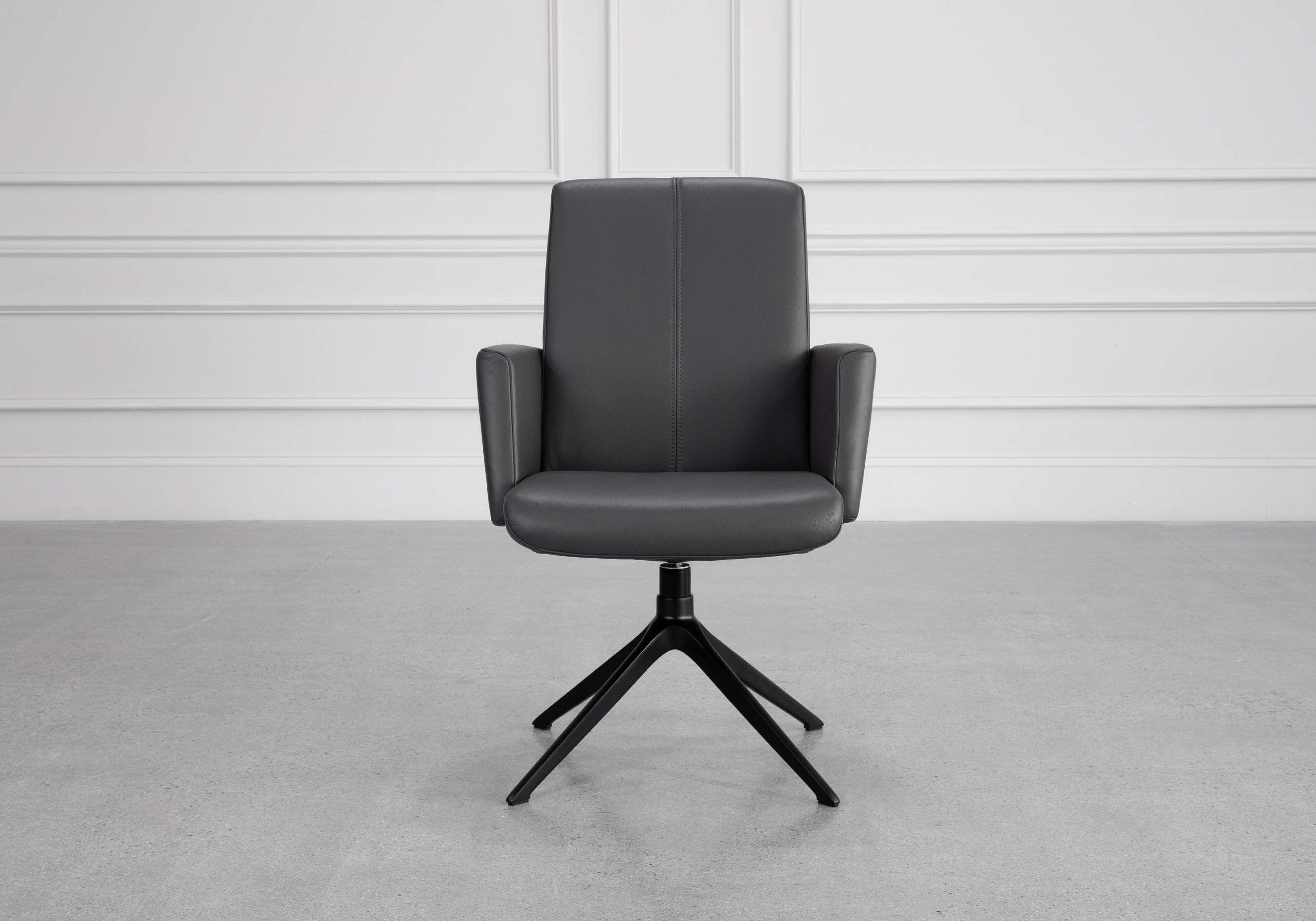 Petra Leather Armchair in Graphite - Front