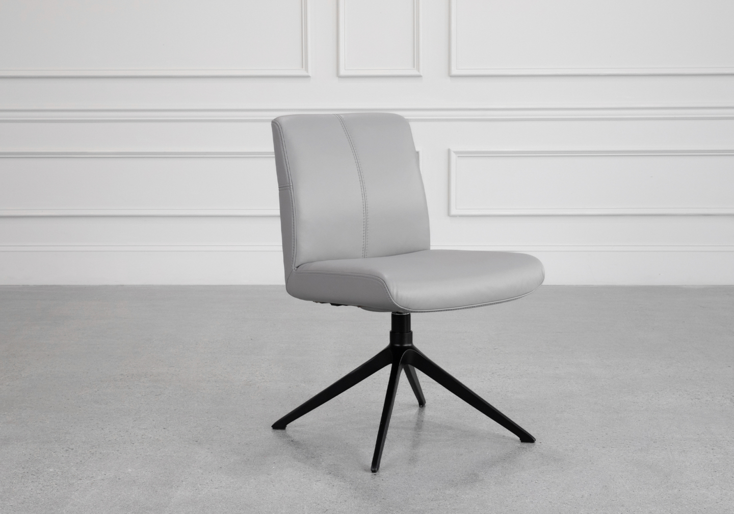 Petra Leather Dining Chair in Frost - Angle