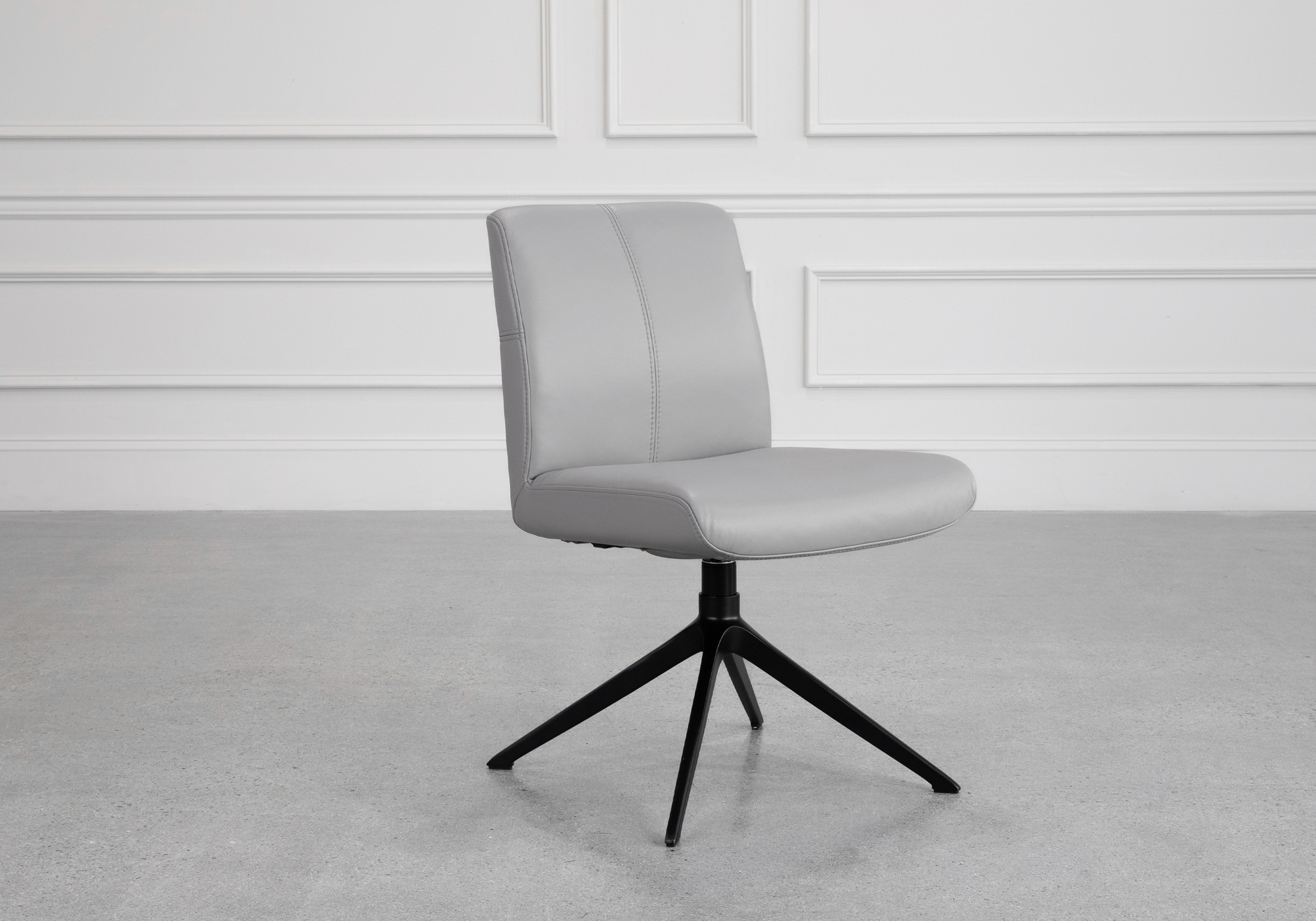 Petra Leather Dining Chair in Frost - Angle