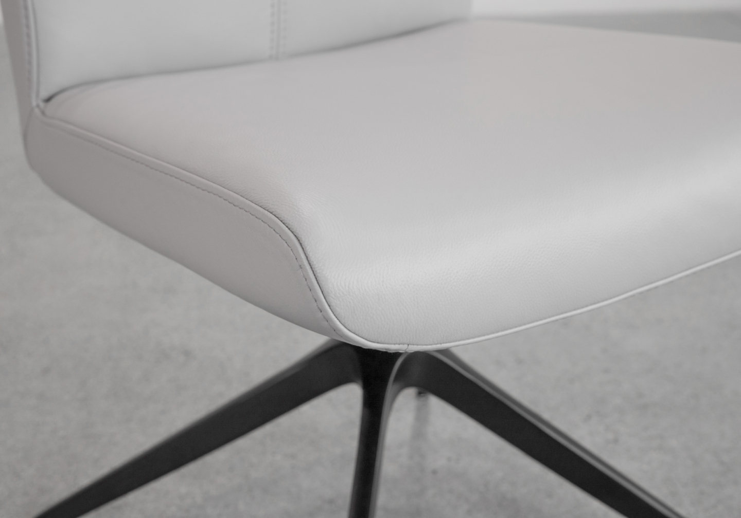 Petra Leather Dining Chair in Frost - Close Up