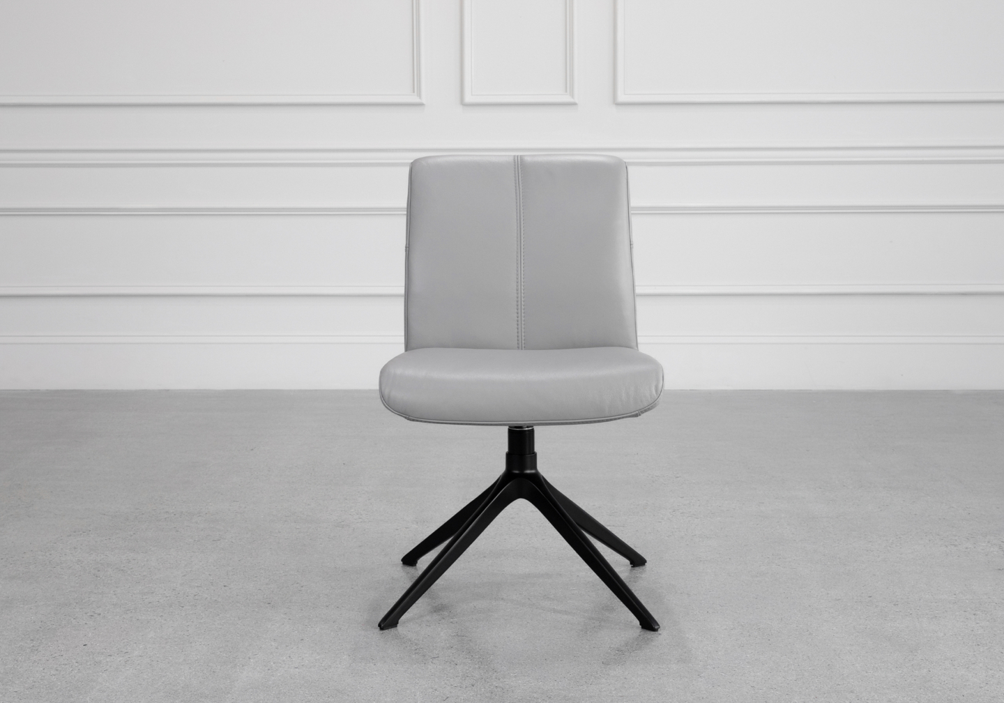 Petra Leather Dining Chair in Frost - Front