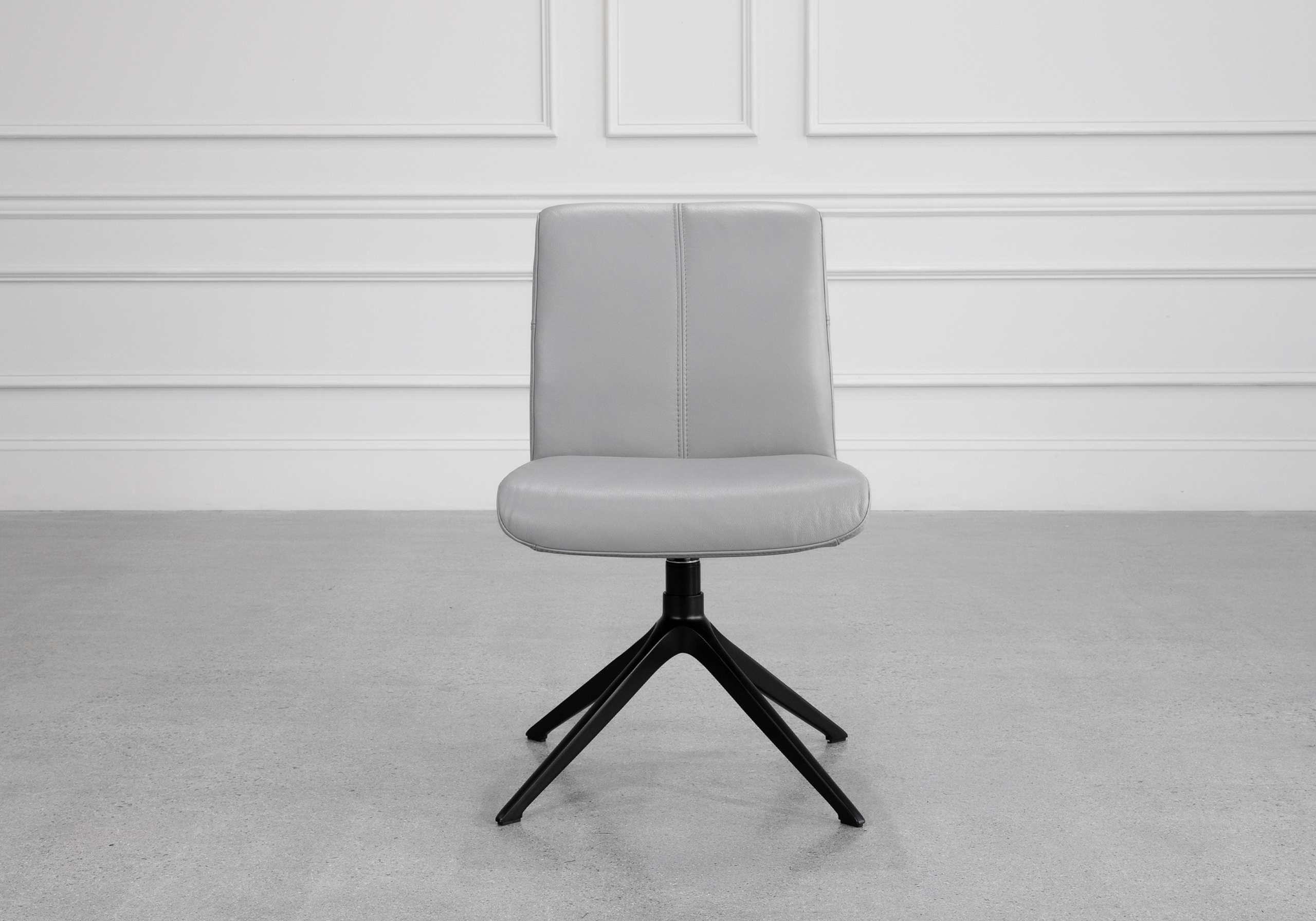 Petra Leather Dining Chair in Frost - Front