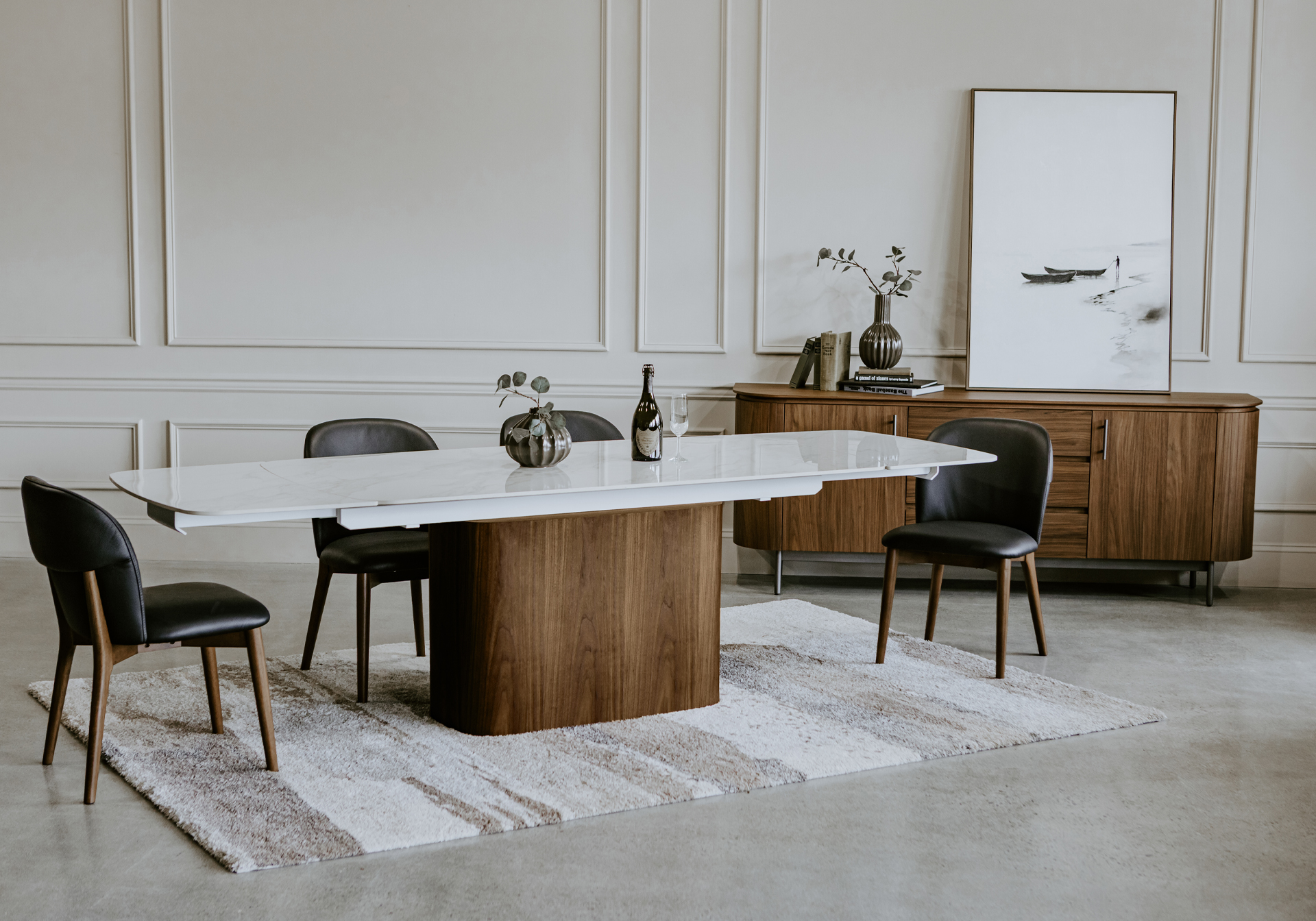 Aire Wood Buffet & Aries Dining Table - Living Room