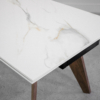 Albert White Ceramic Dining Table with Walnut Legs - Close Up