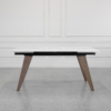 Albert White Ceramic Dining Table with Walnut Legs - Front