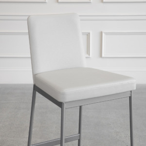 Zola Counter Stool - Parchment & Magnetite - Close Up Zola Counter Stool - Parchment & Magnetite - Close Up