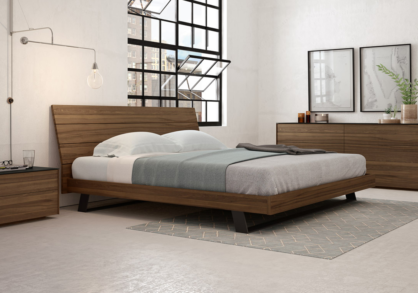 Bella Bed in Smoked Walnut