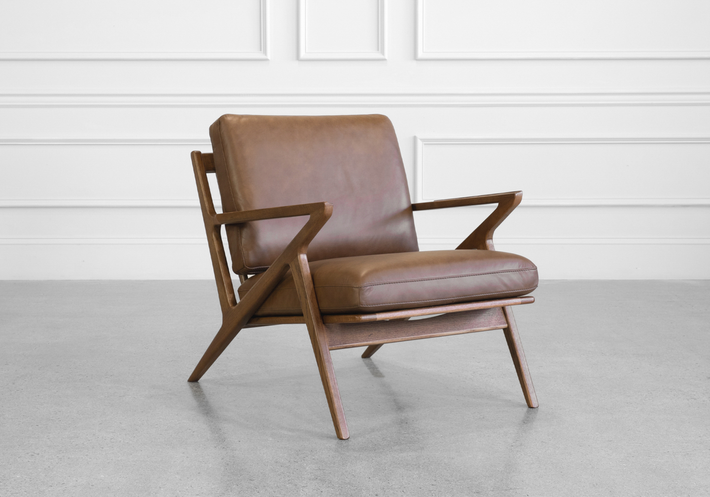 Alicante Leather Chair in Chocolate - Angle
