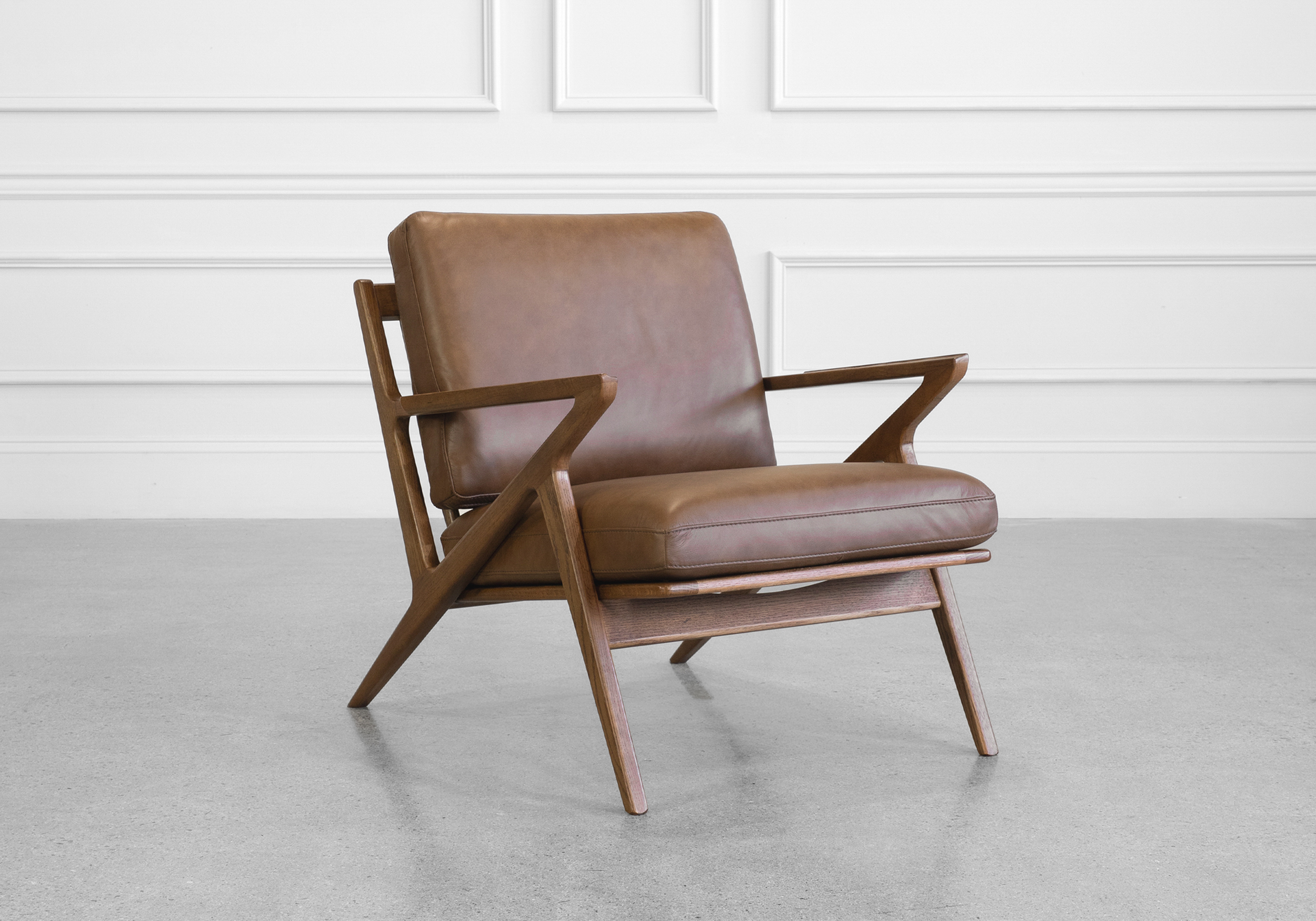 Alicante Leather Chair in Chocolate - Angle