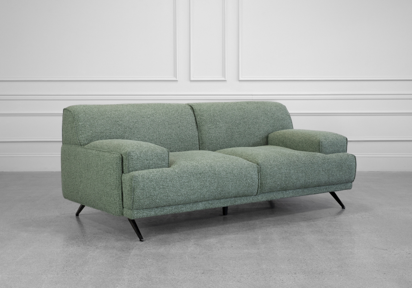 Monday Fabric Loveseat in Green - Angle