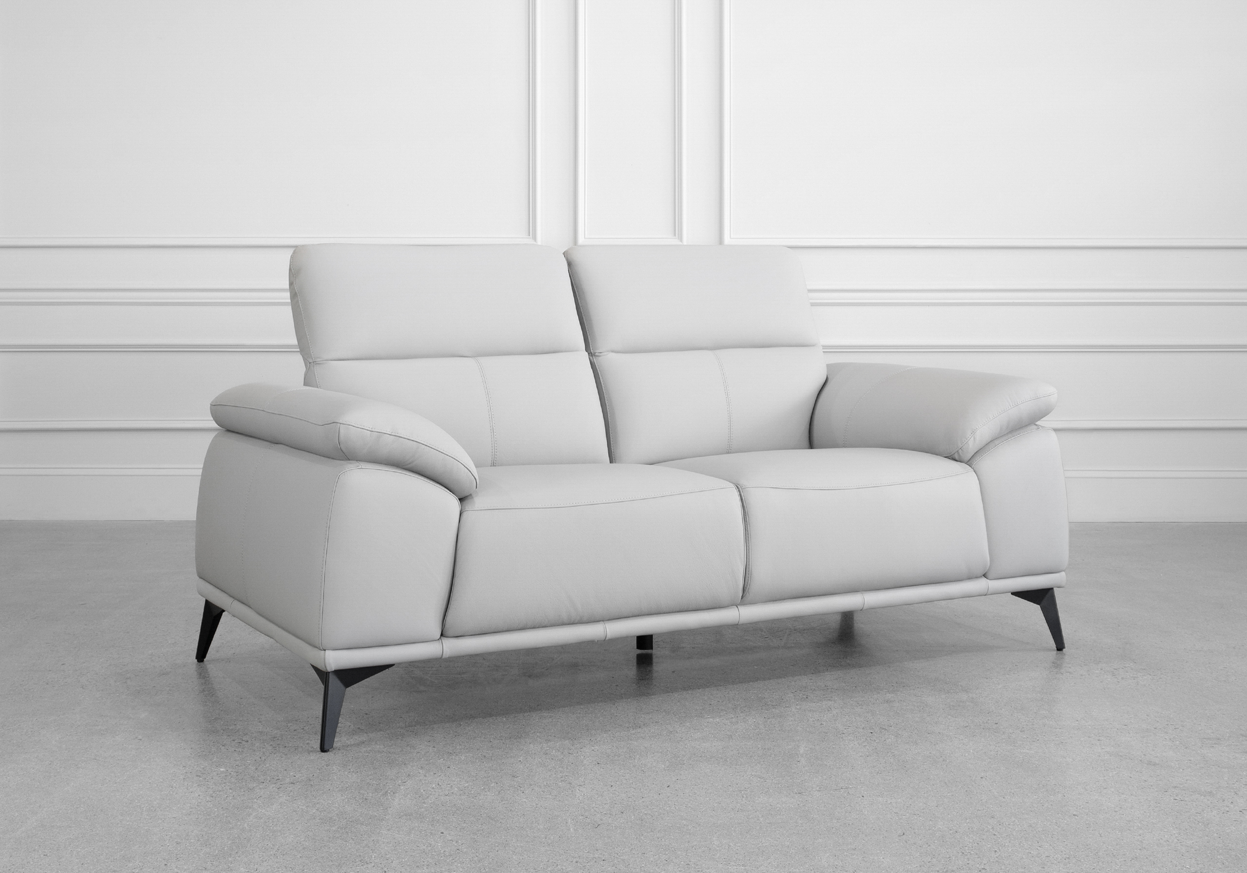 Sebastian Loveseat in Light Grey - Angle -Headrests