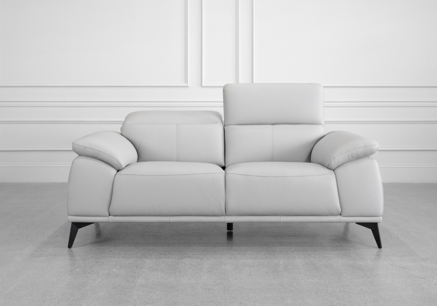 Sebastian Loveseat in Light Grey - Front - Headrest