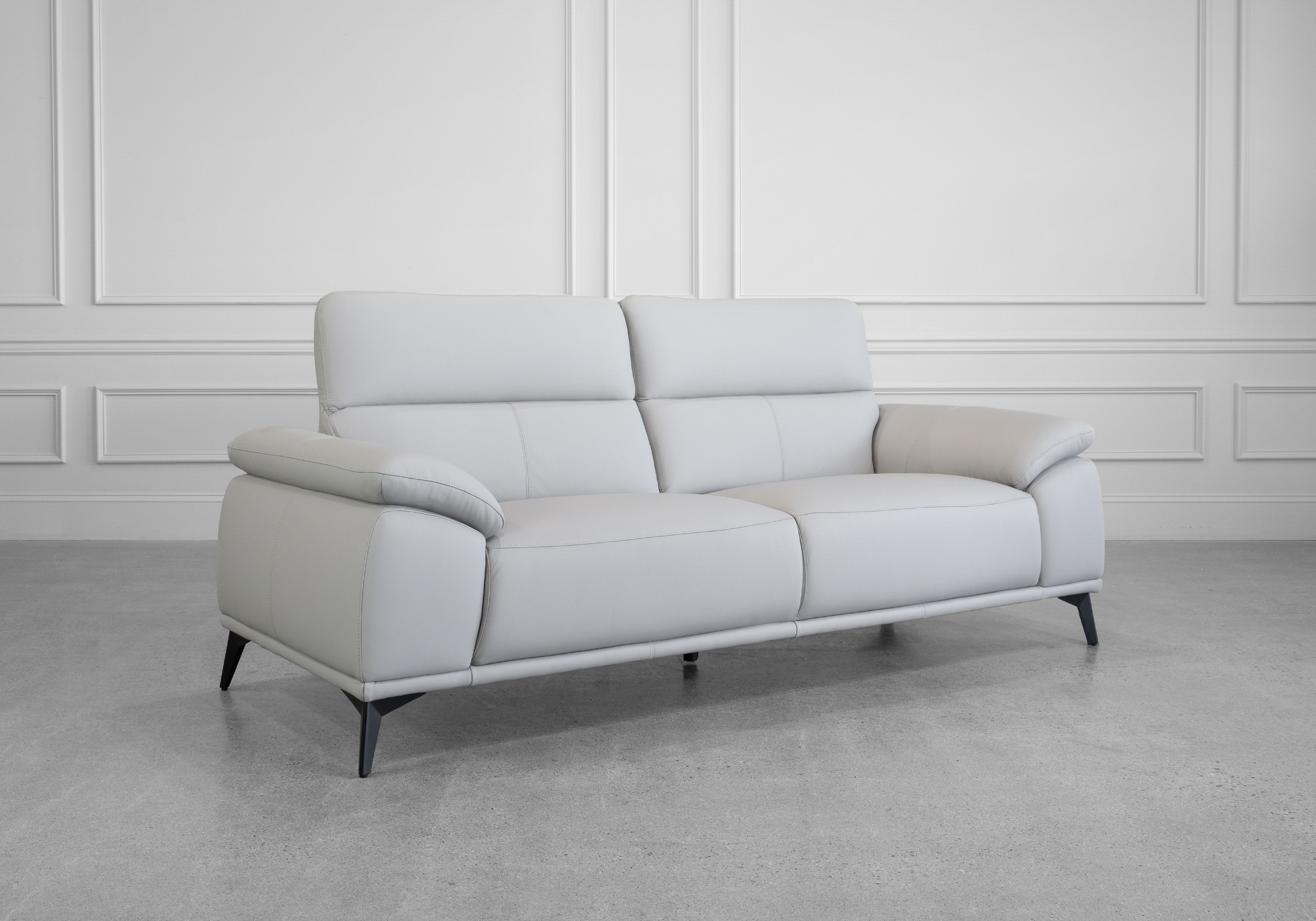 Sebastian Sofa in Light Grey - Angle - Headrests