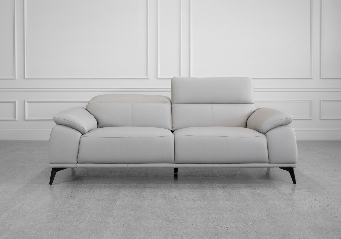 Sebastian Sofa in Light Grey - Front - Headrest