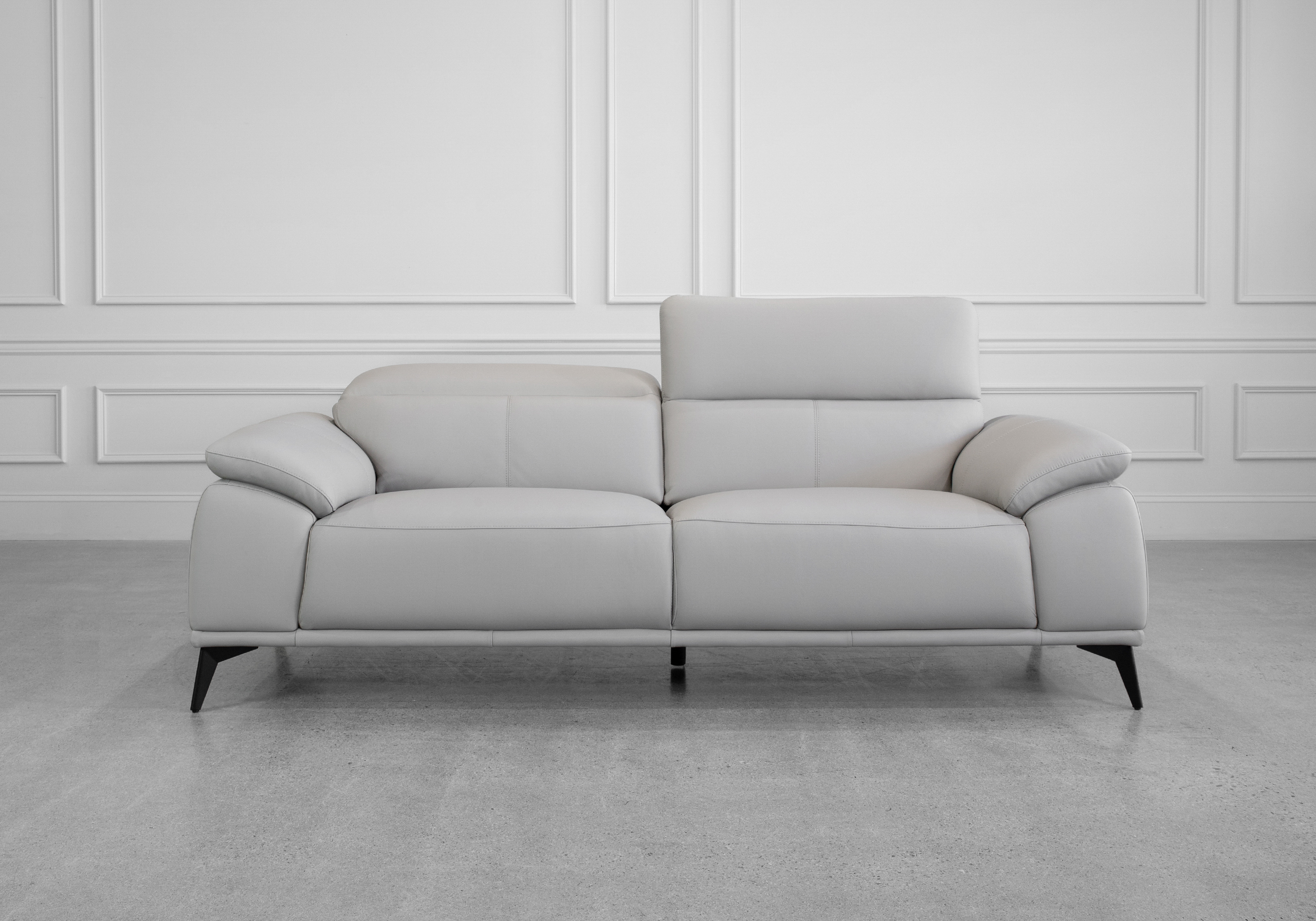 Sebastian Sofa in Light Grey - Front - Headrest
