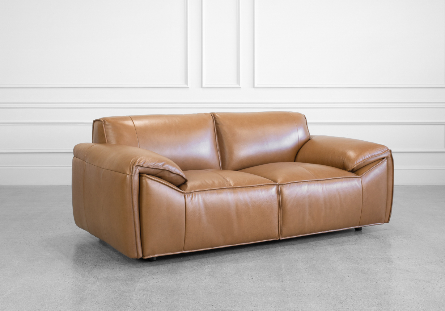 Seville Leather Loveseat in Tek - Angle