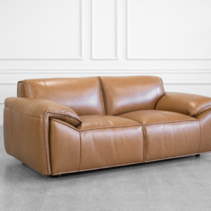 Seville Leather Loveseat in Tek - Angle Seville Leather Loveseat in Tek - Angle