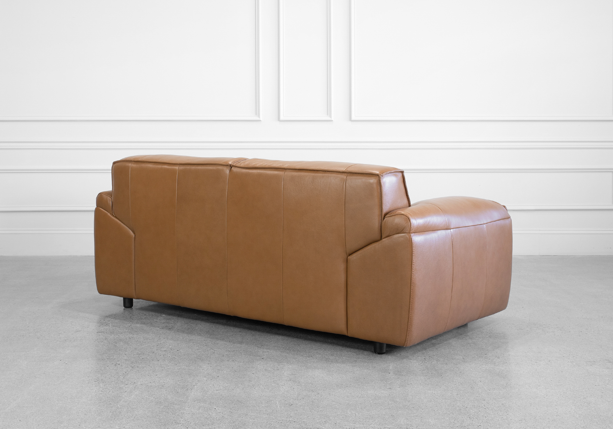 Seville Leather Loveseat in Tek - Back Seville Leather Loveseat in Tek - Back