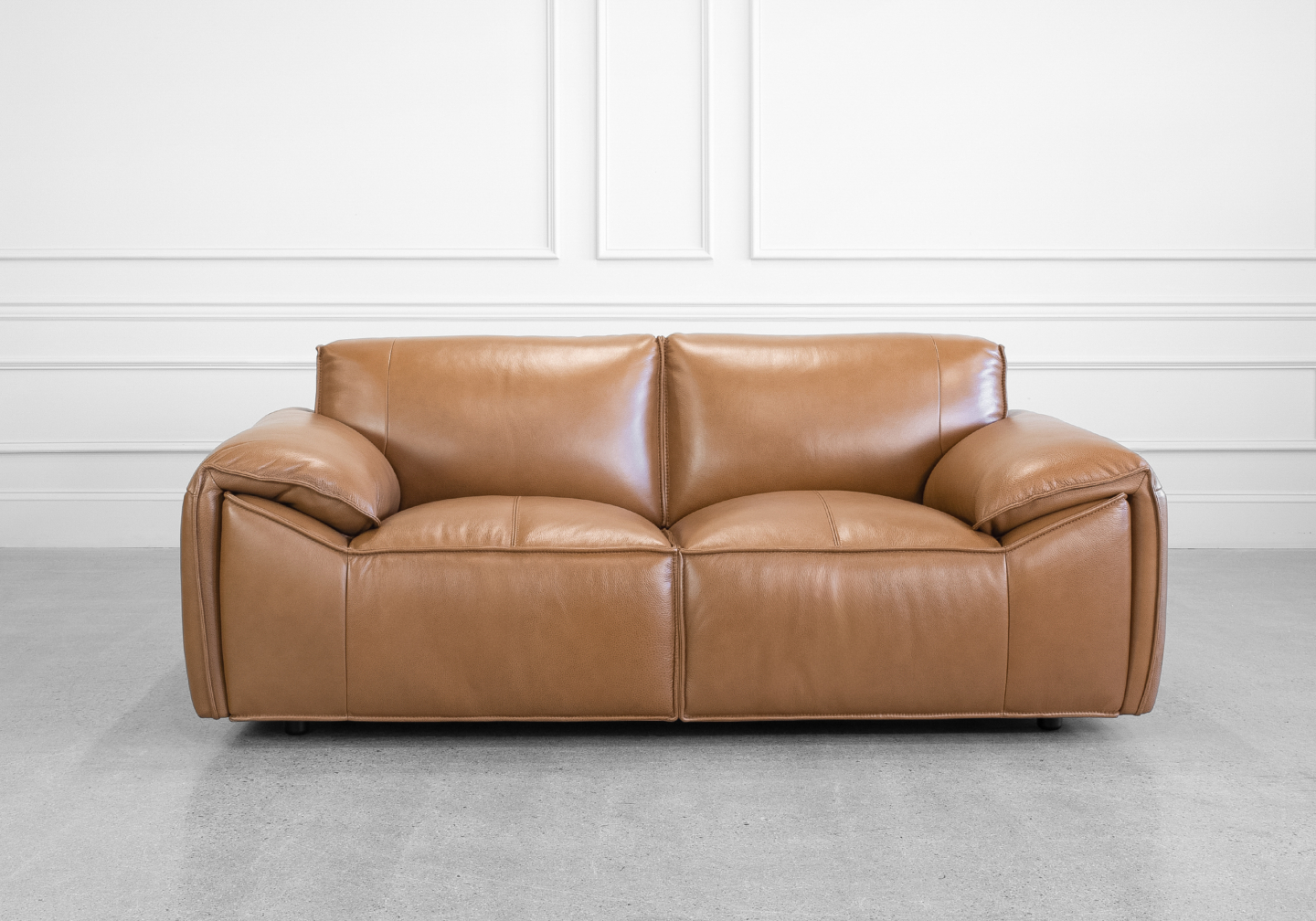 Seville Leather Loveseat in Tek - Front