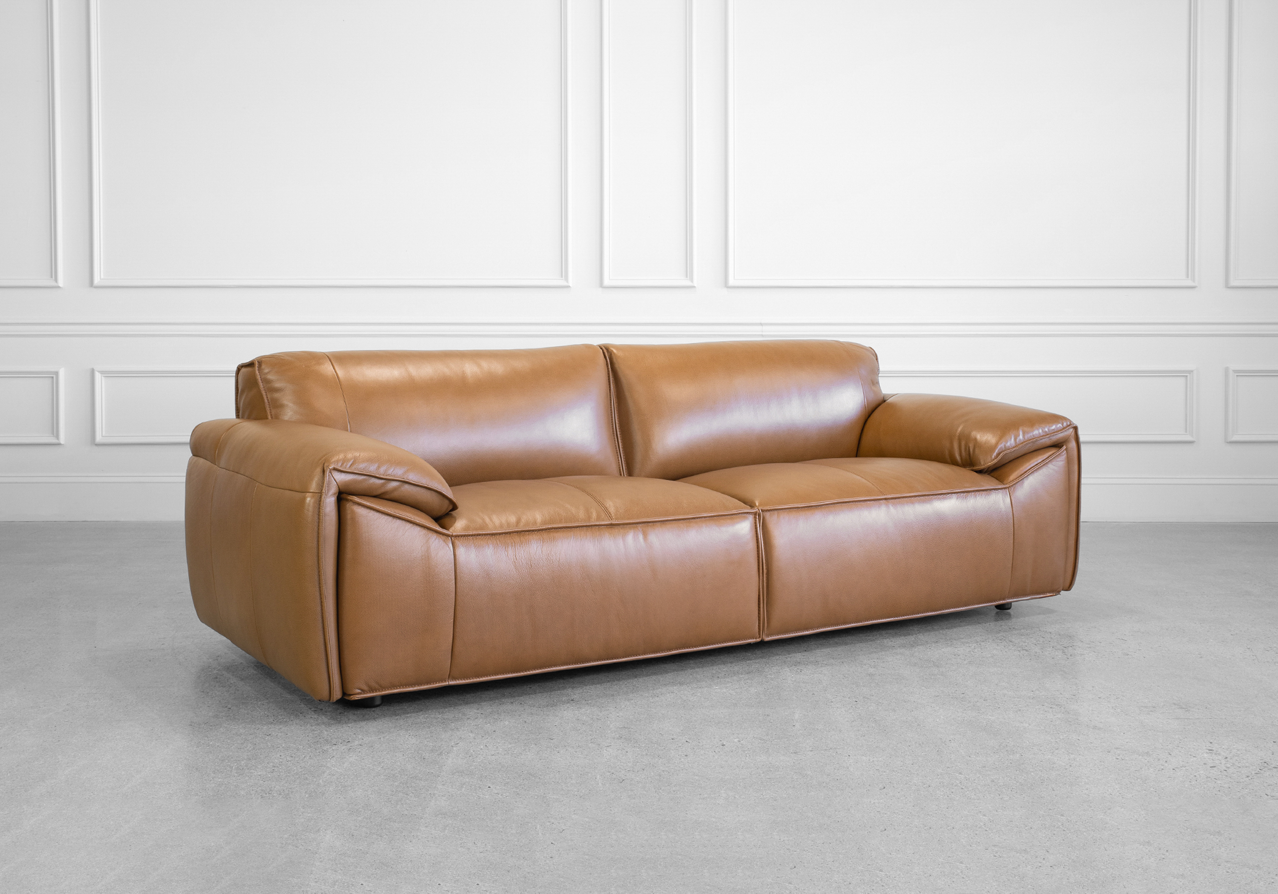 Seville Leather Sofa in Tek - Angle