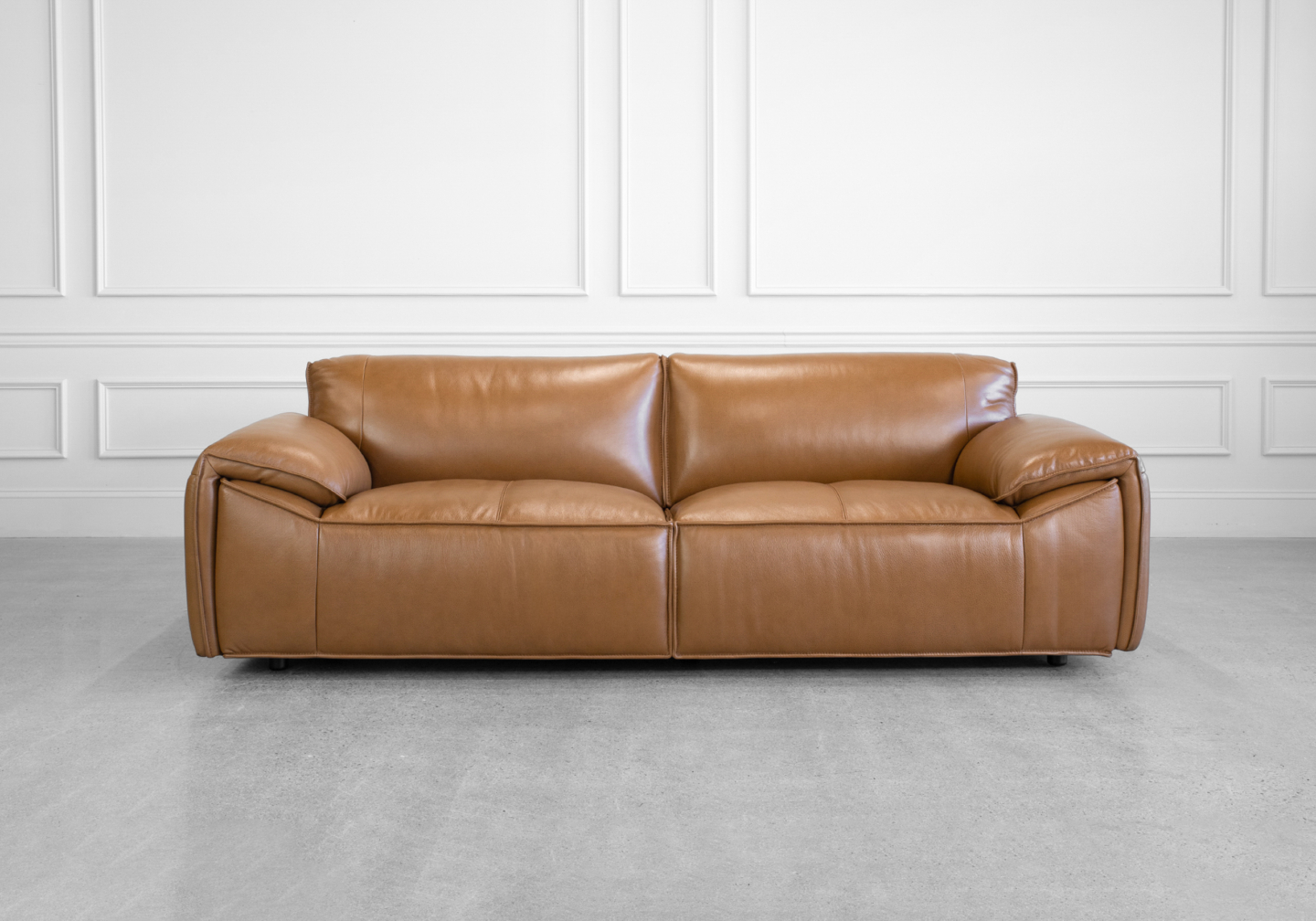 Seville Leather Sofa in Tek - Front