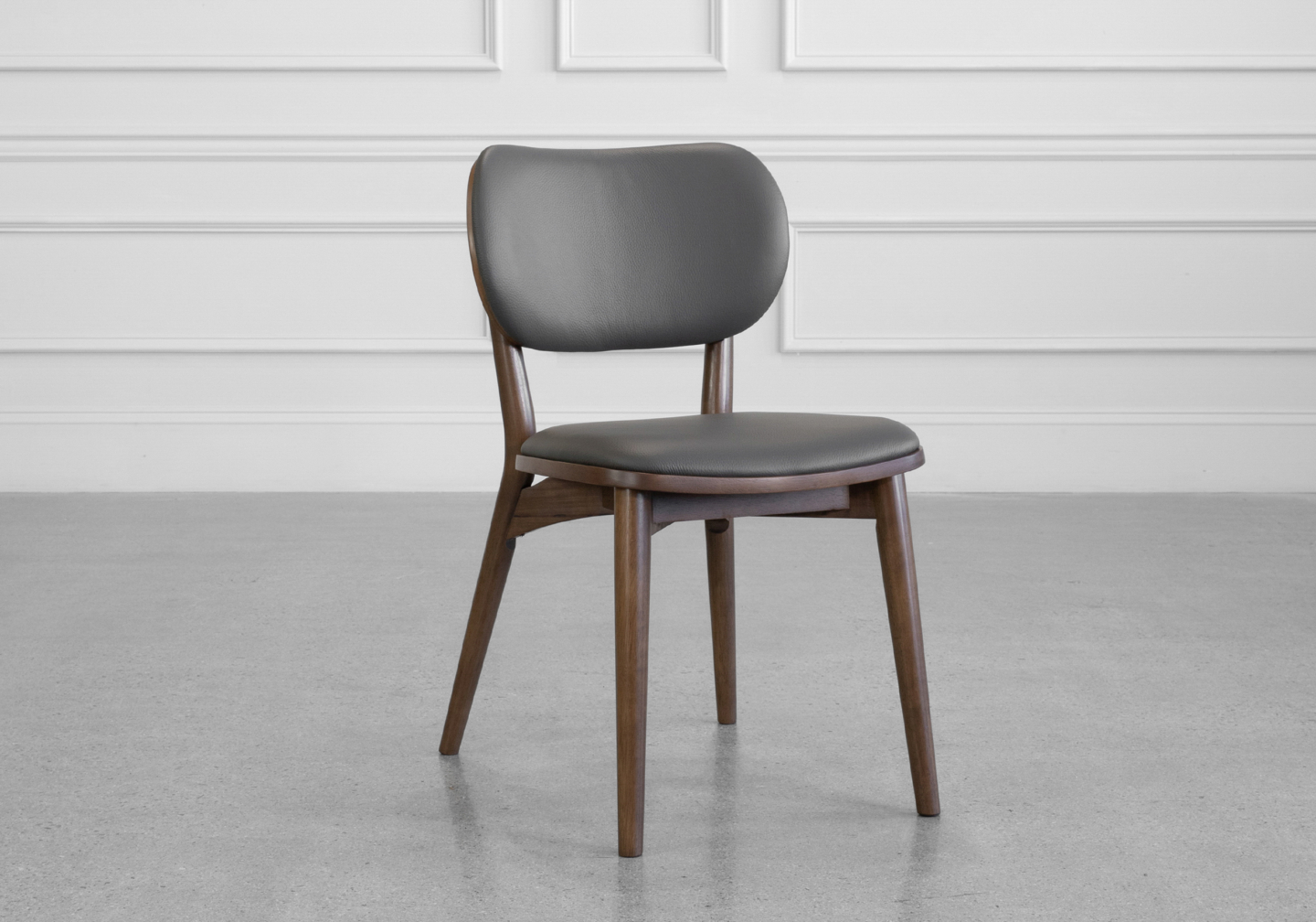 Toledo Leather Dining Chair in Grey - Angle