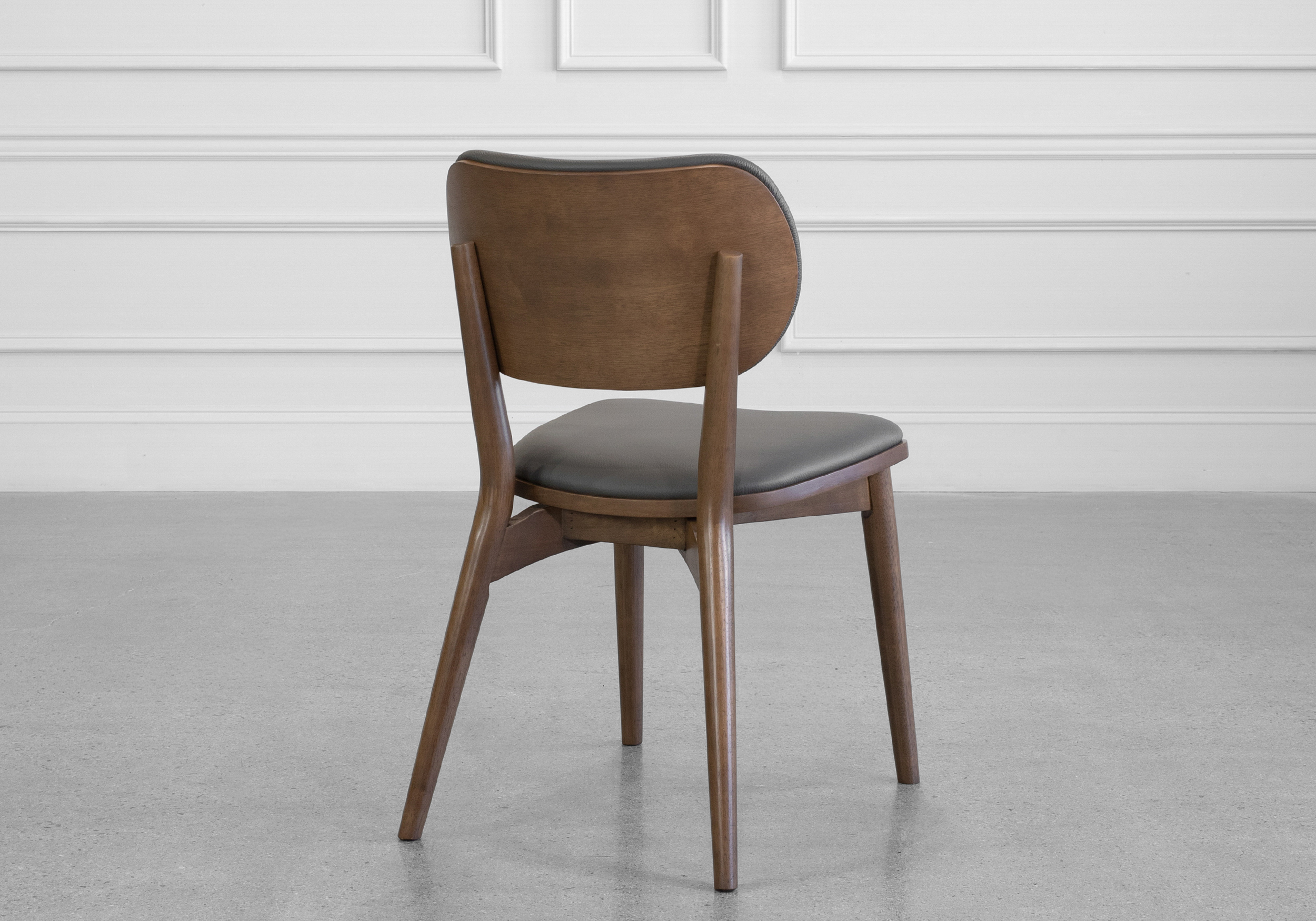 Toledo Leather Dining Chair in Grey - Back Toledo Leather Dining Chair in Grey - Back