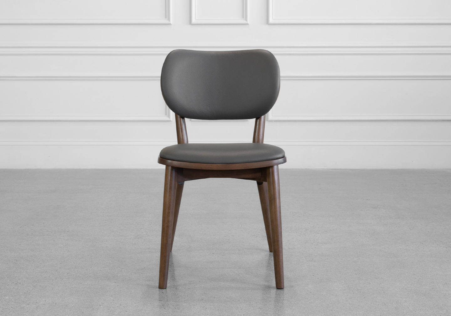 Toledo Leather Dining Chair in Grey - Front
